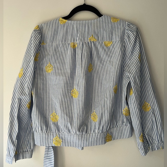 J Crew pineapple embroidered wrap blouse medium - Picture 4 of 4